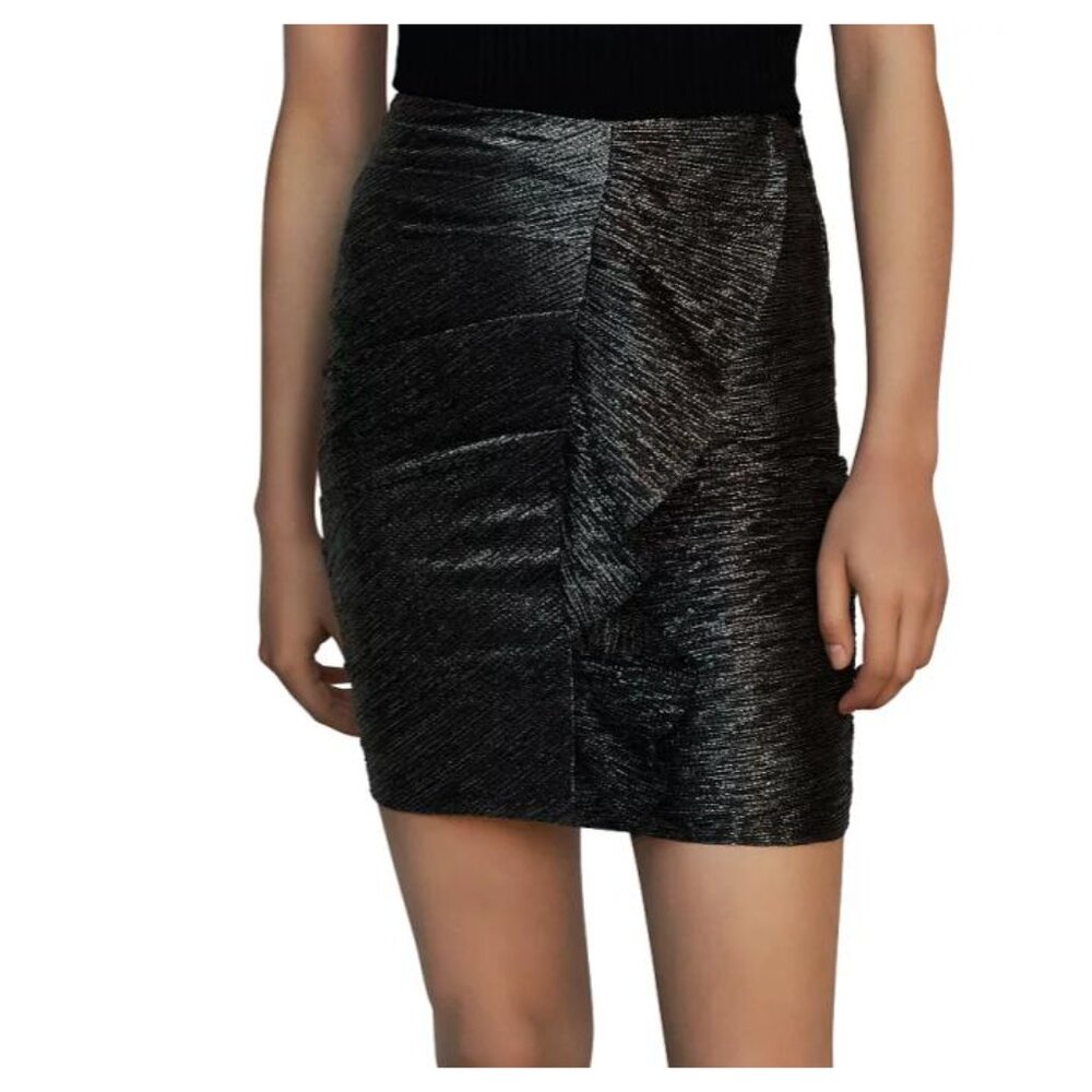 Maje Junny Draped Metallic Mini Skirt SZ: S